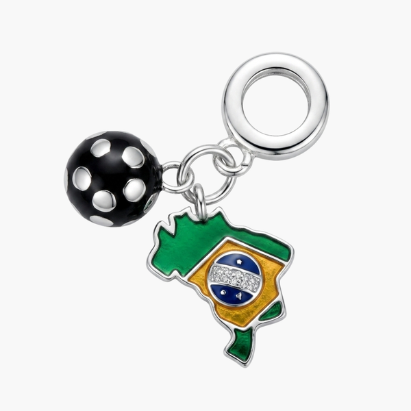Silver Brazil Football Fan Charm
