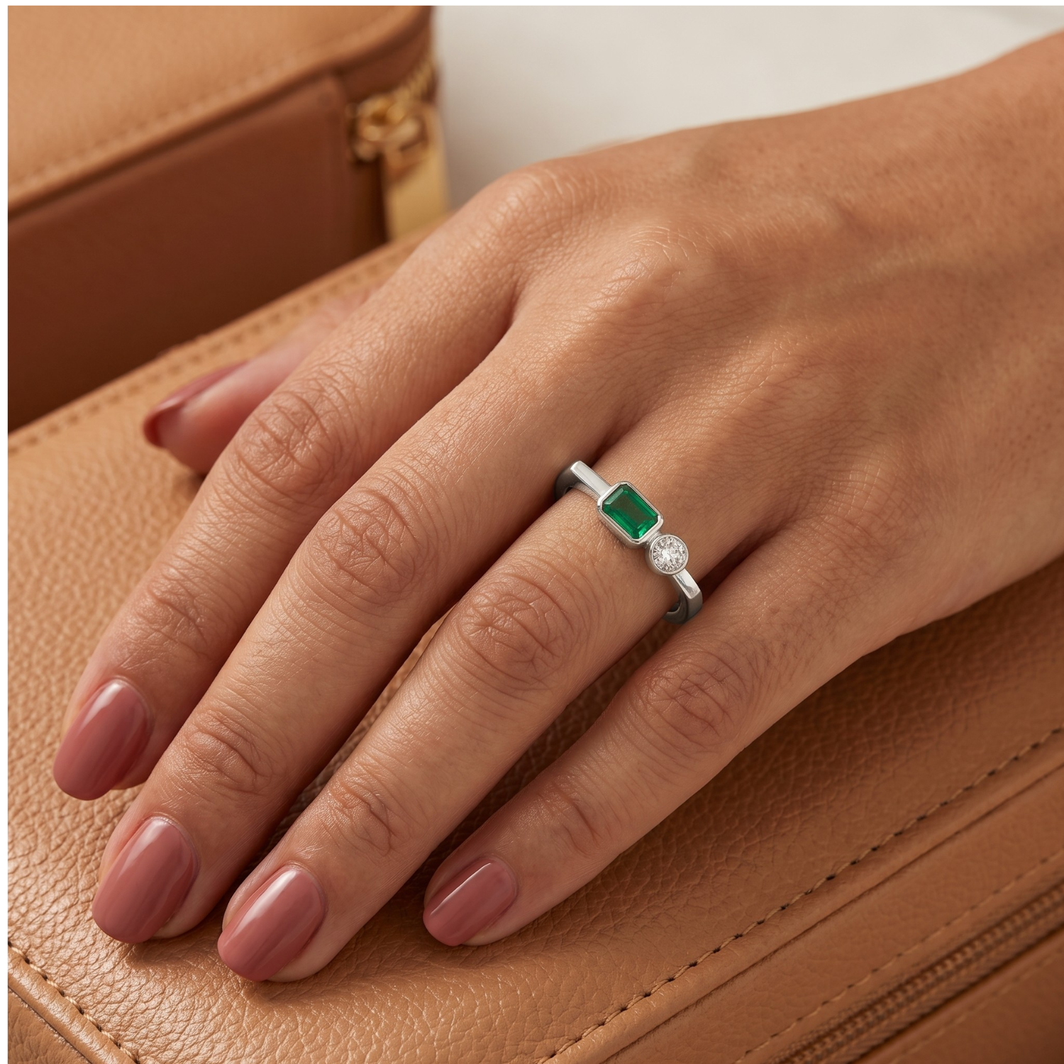 Silver Emerald Harmony Ring