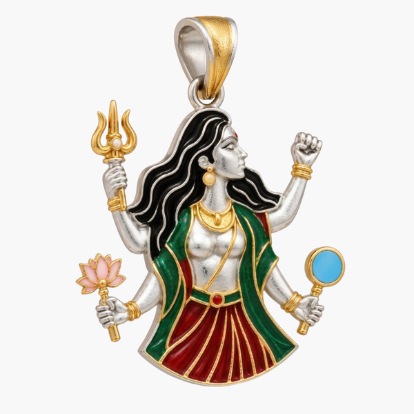 Silver Shakti Roop – Modern Durga Pendant