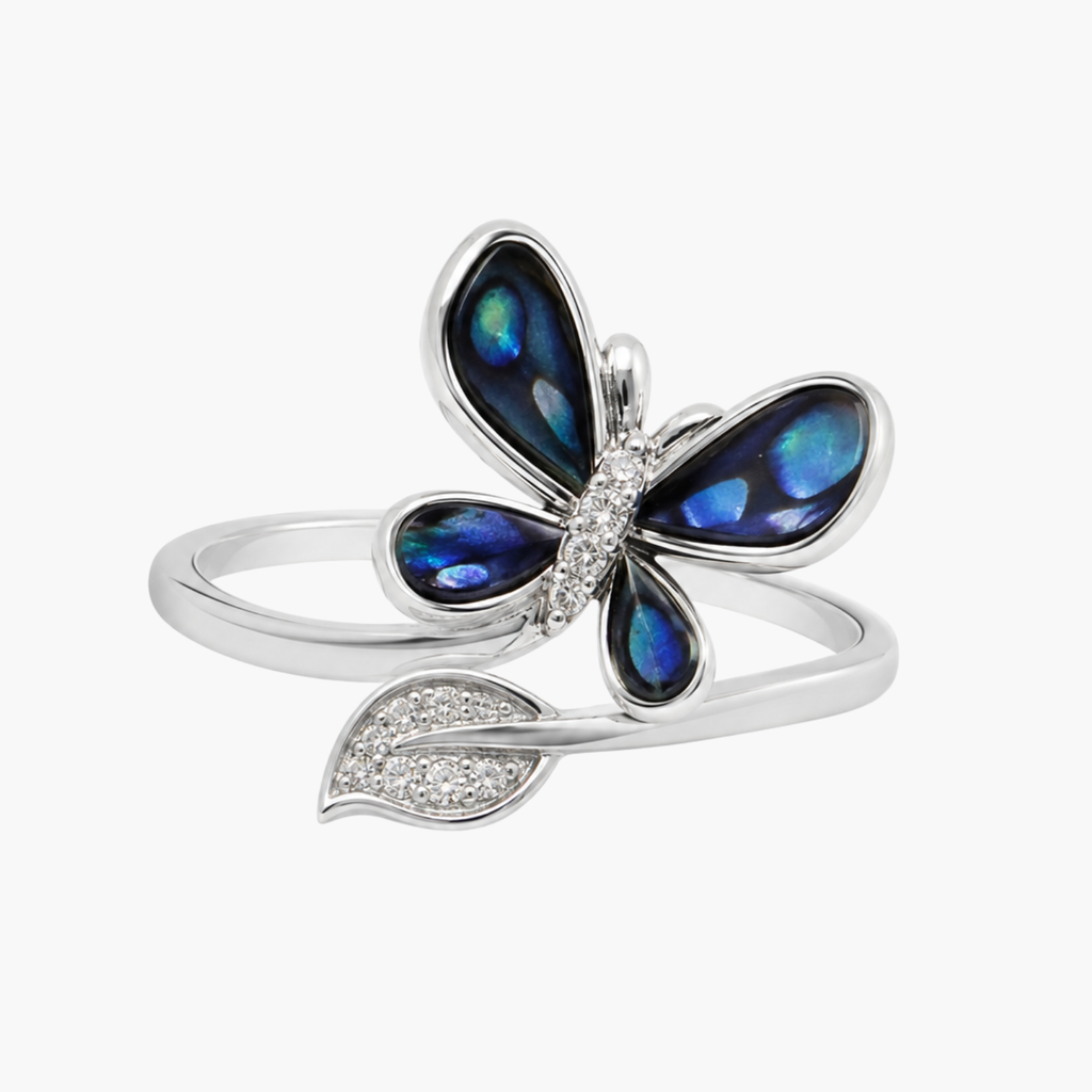 Silver Midnight Butterfly Ring