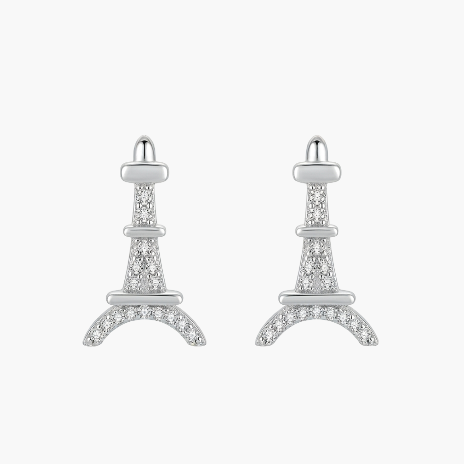 Silver Eiffel Elegance Stud Earrings