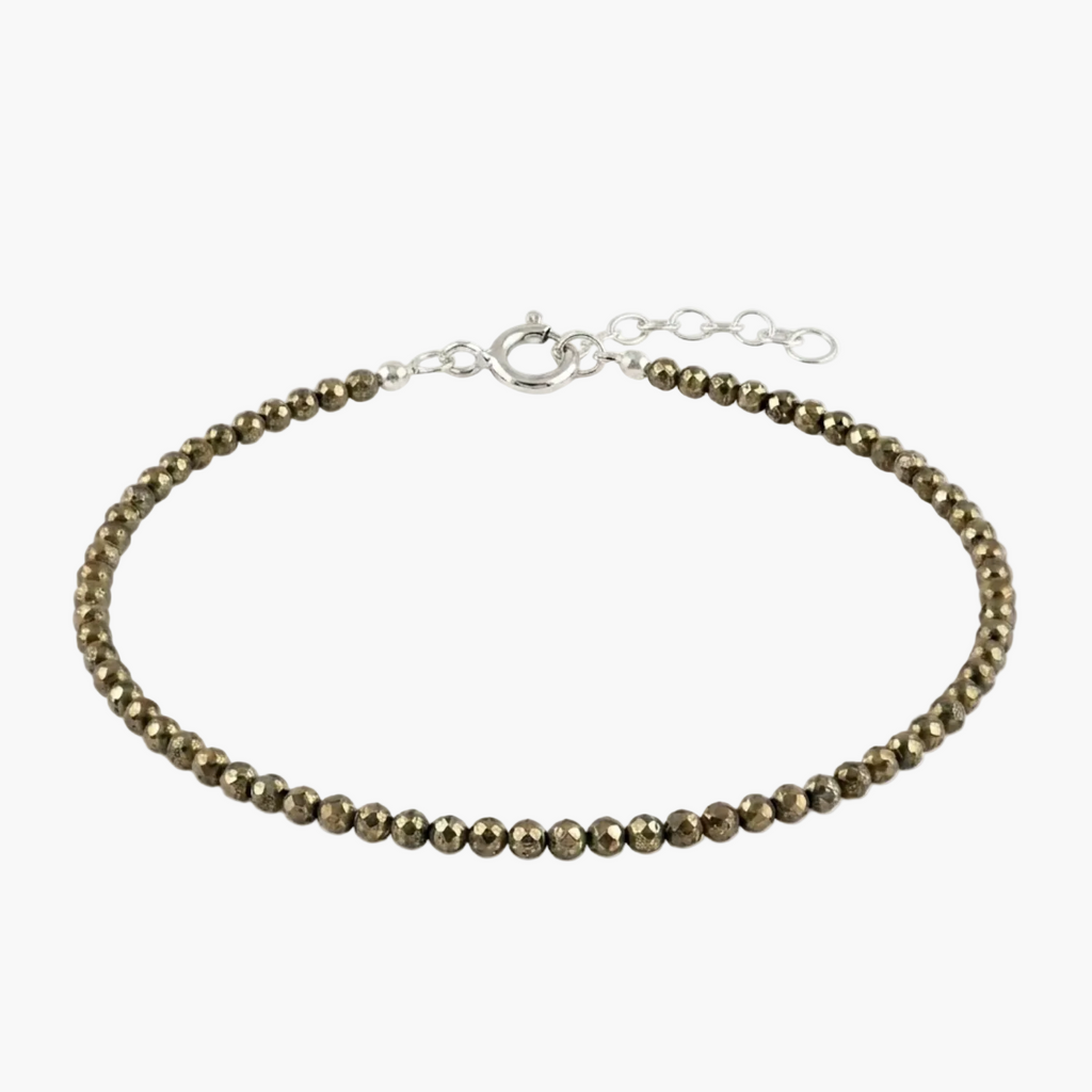 Silver Faceted Pyrite Anklet