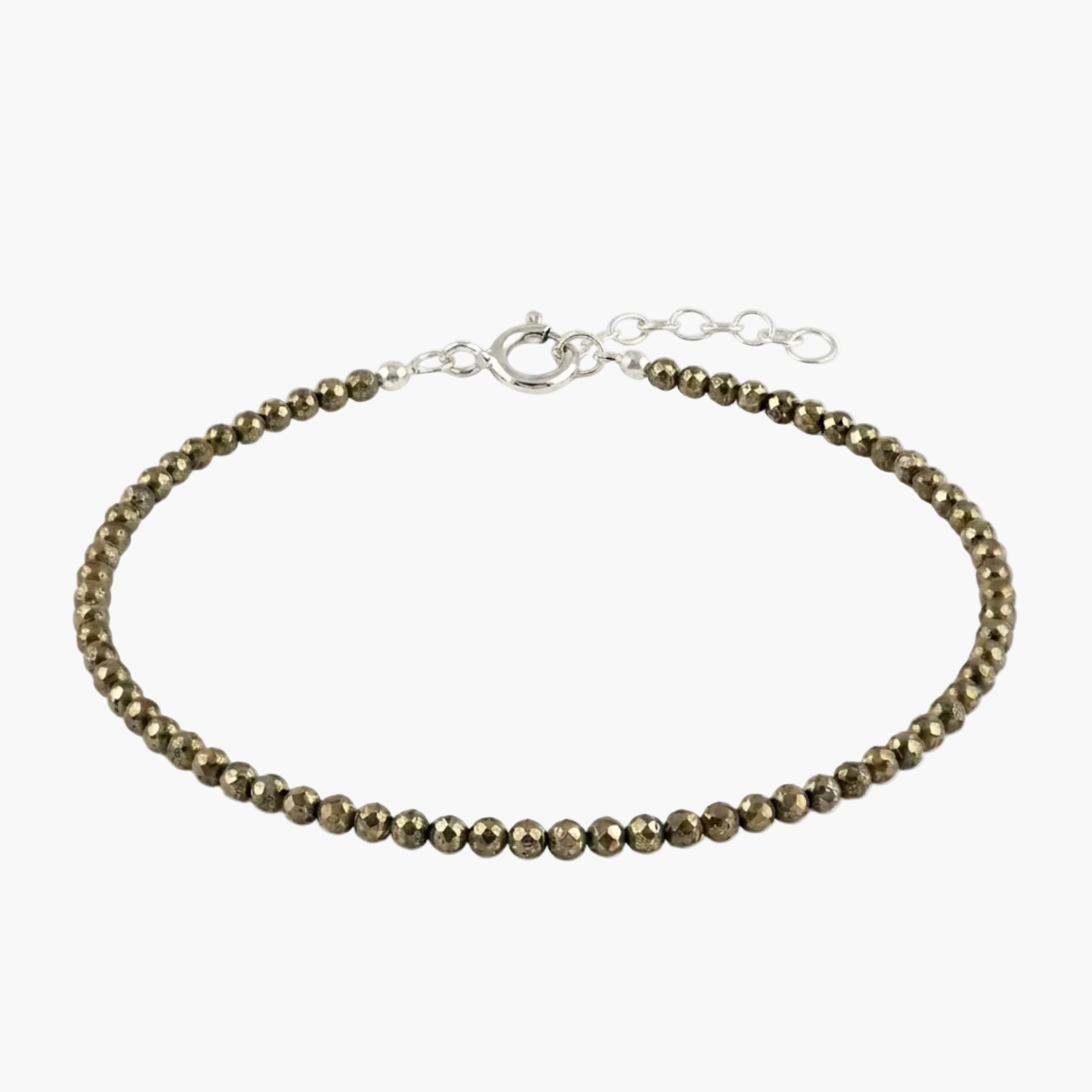 Silver Faceted Pyrite Anklet