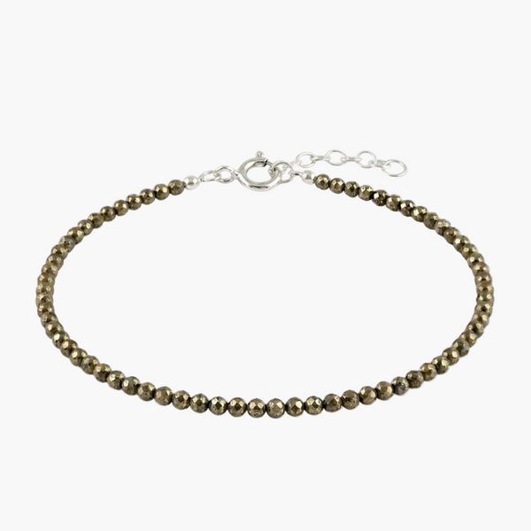 Silver Faceted Pyrite Anklet in 925 Sterling Silver by Sylvory