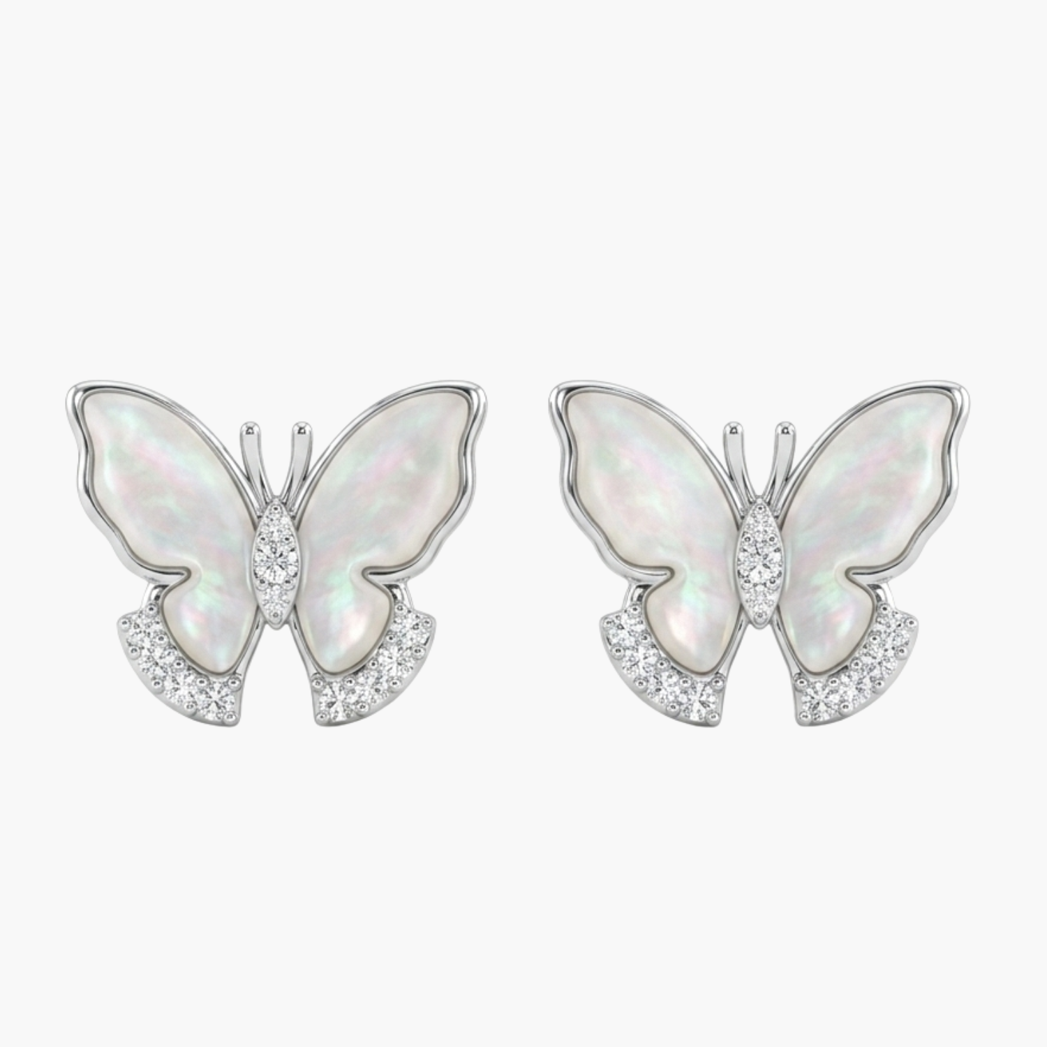 Silver Butterfly Shell Stud Earrings Main image