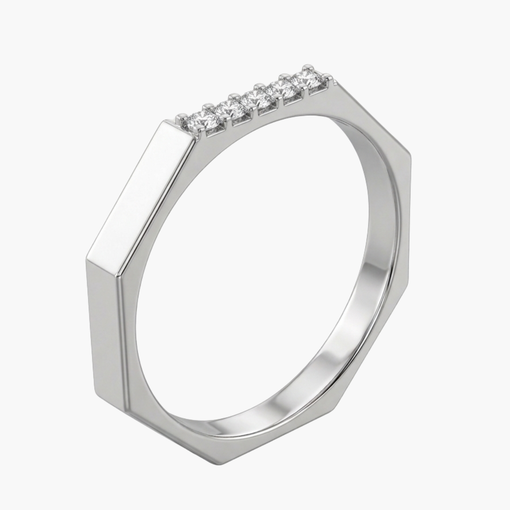 Silver Hexa Gleam Stackable Ring