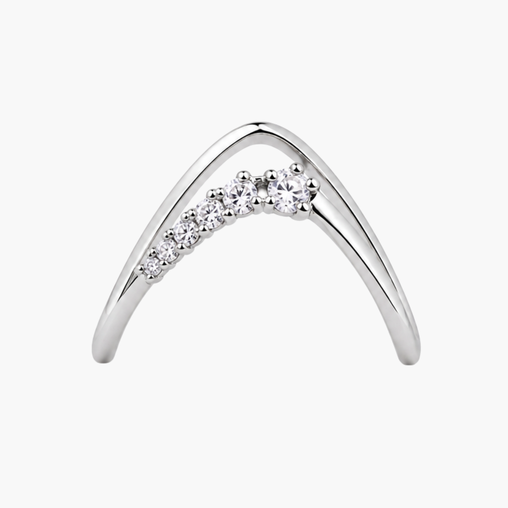 Silver Celeste V-Shaped Vanki Ring