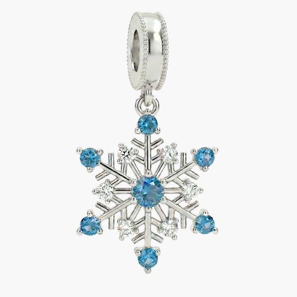Silver Snowflake Charm in 925 Sterling Silver by Sylvory