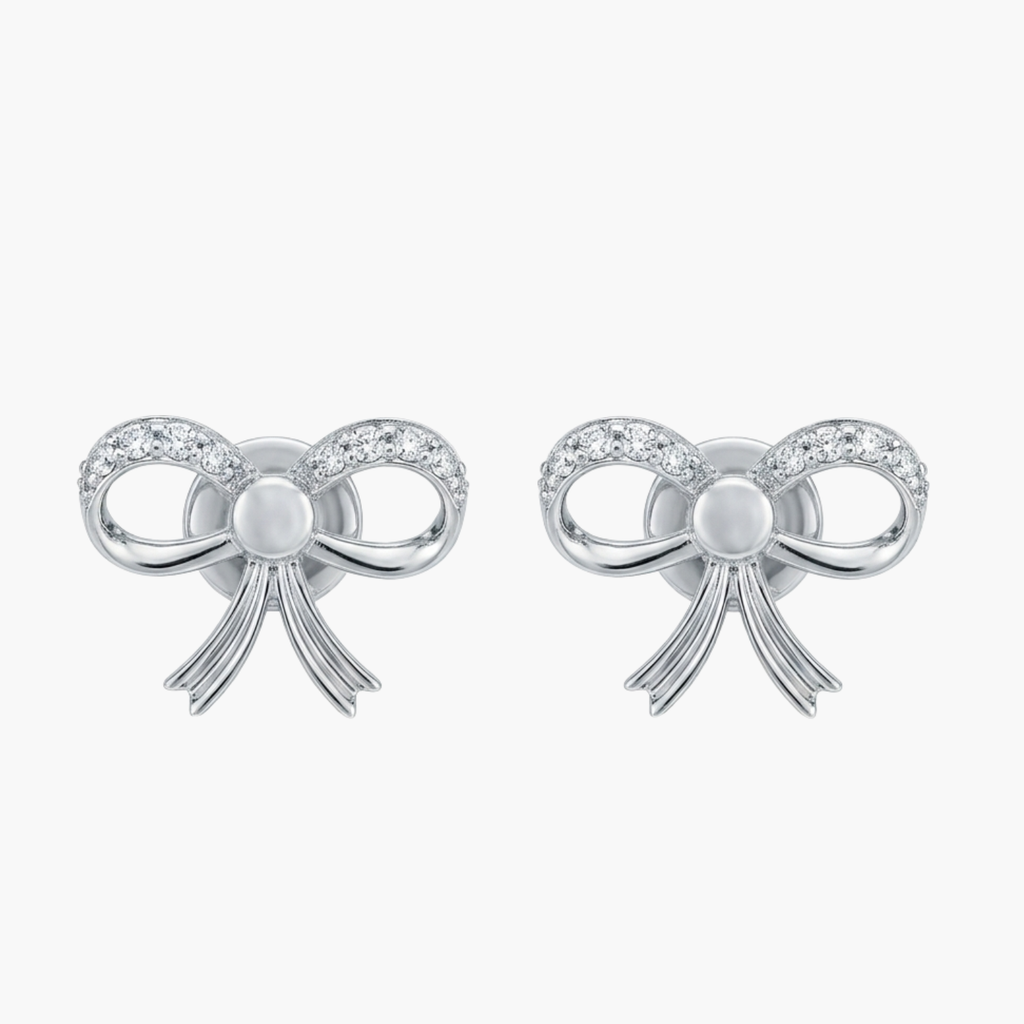 Silver Bow Elegance Stud Earrings