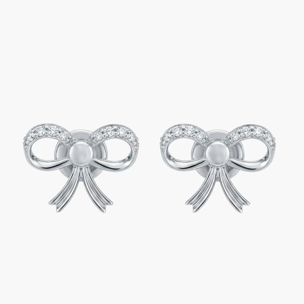 Silver Bow Elegance Stud Earrings