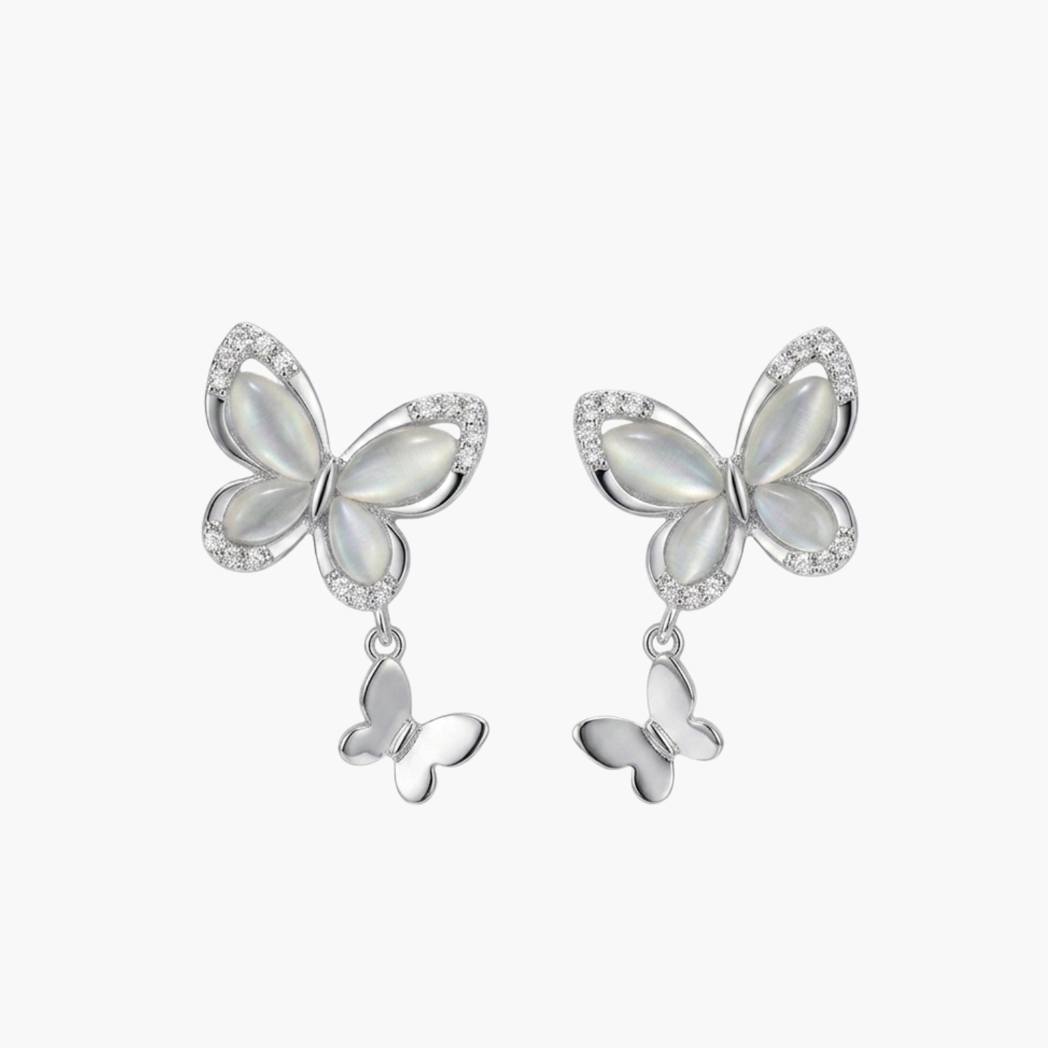 Silver Moonlit Butterfly Earrings Main image