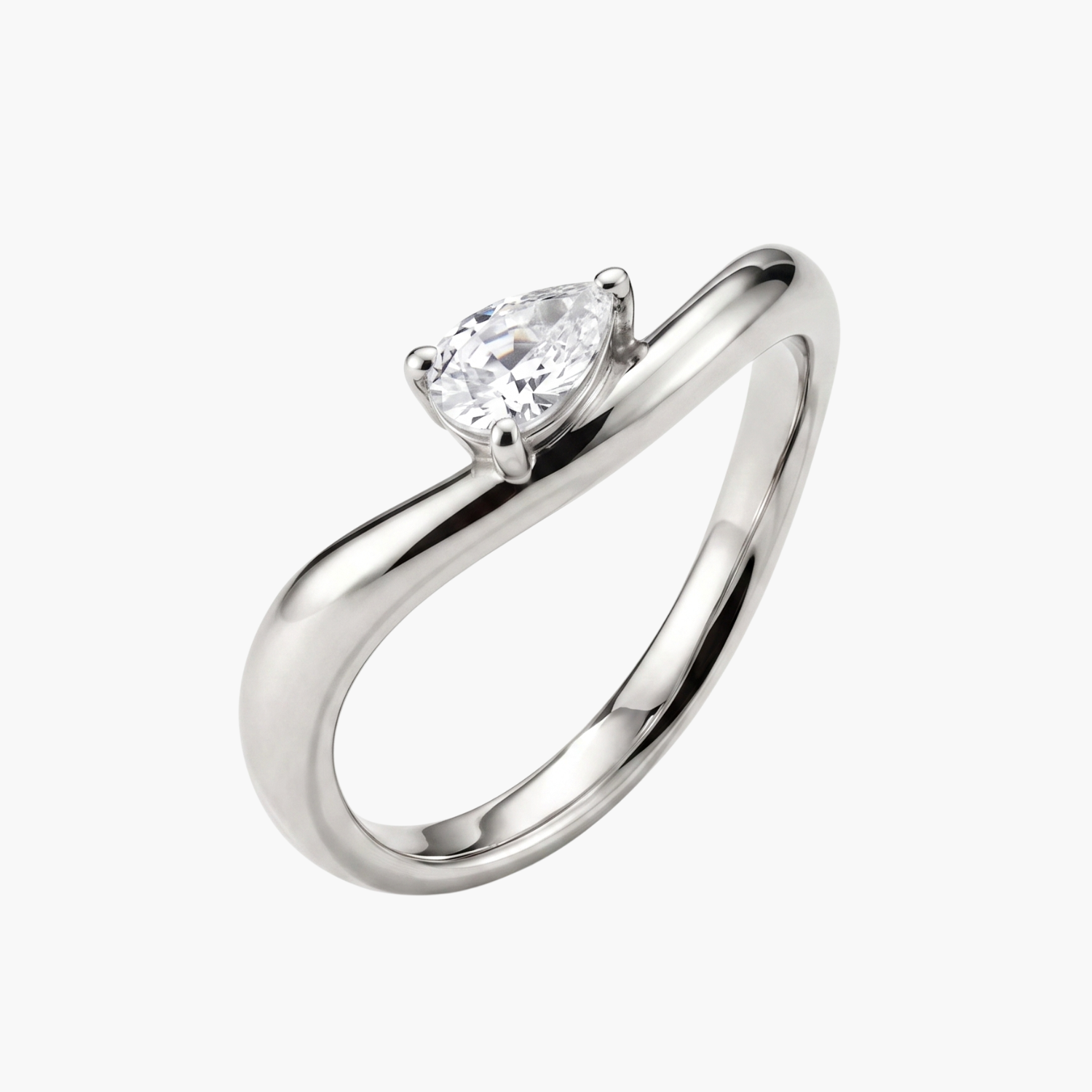 Silver Pear Solitaire Ring Main image