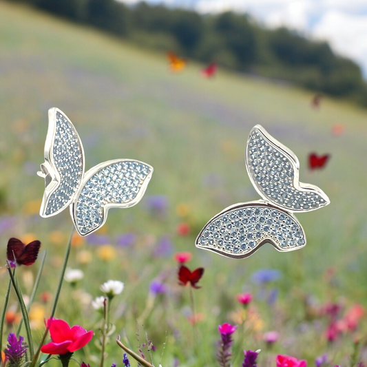 Sylvory 925 Sterling Silver Fluttering Butterfly Studs