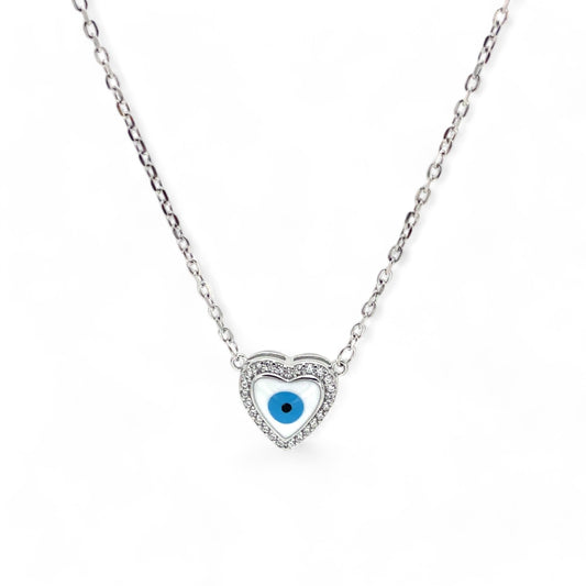 Sylvory 925 Sterling Silver Evil-Eye Heart Necklace