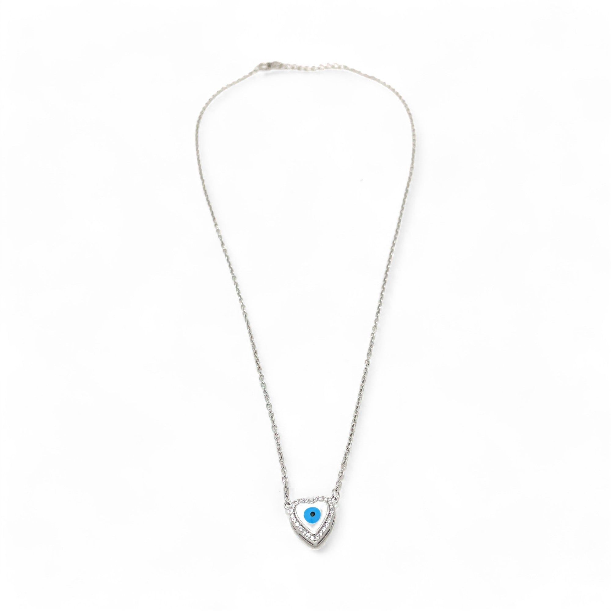 Sylvory 925 Sterling Silver Evil-Eye Heart Necklace