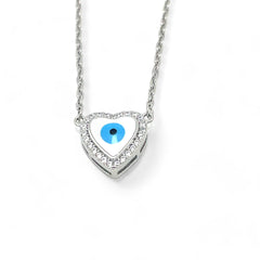 Sylvory 925 Sterling Silver Evil-Eye Heart Necklace