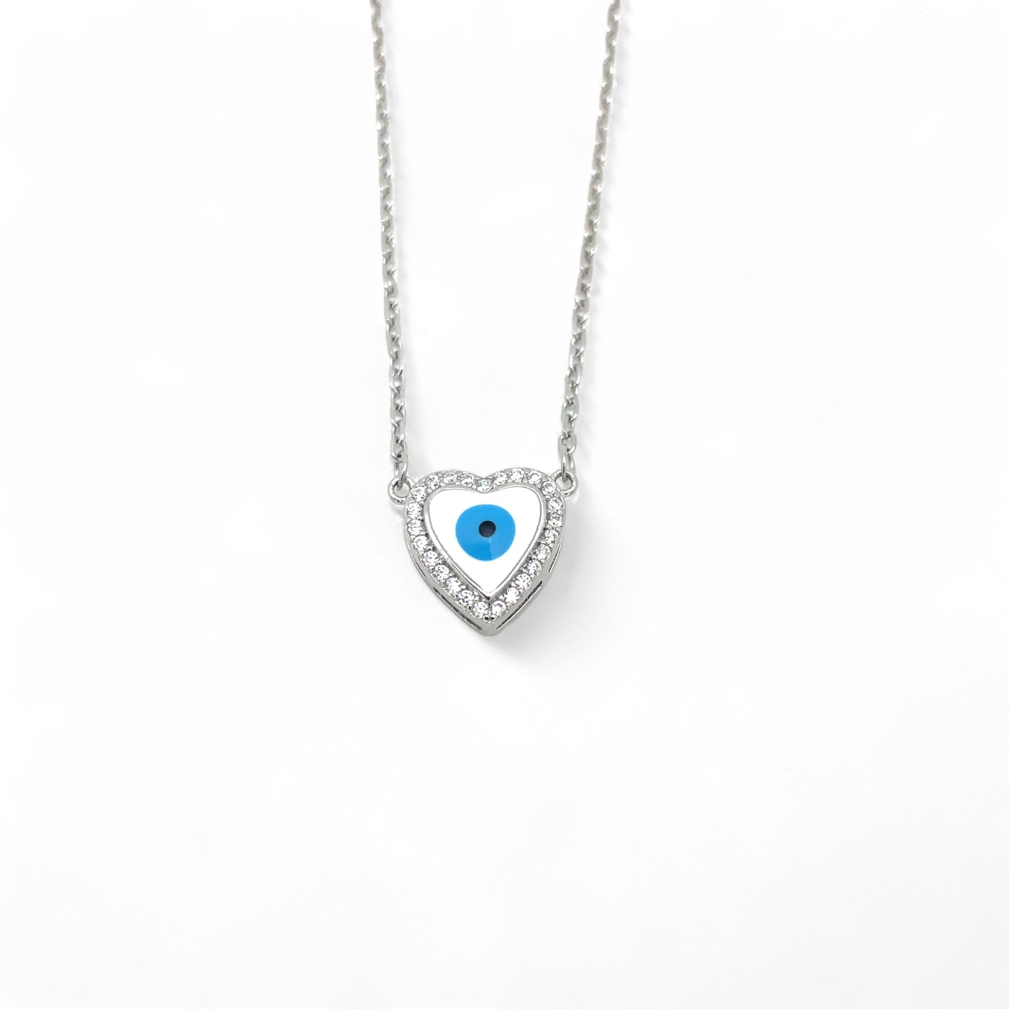 Sylvory 925 Sterling Silver Evil-Eye Heart Necklace