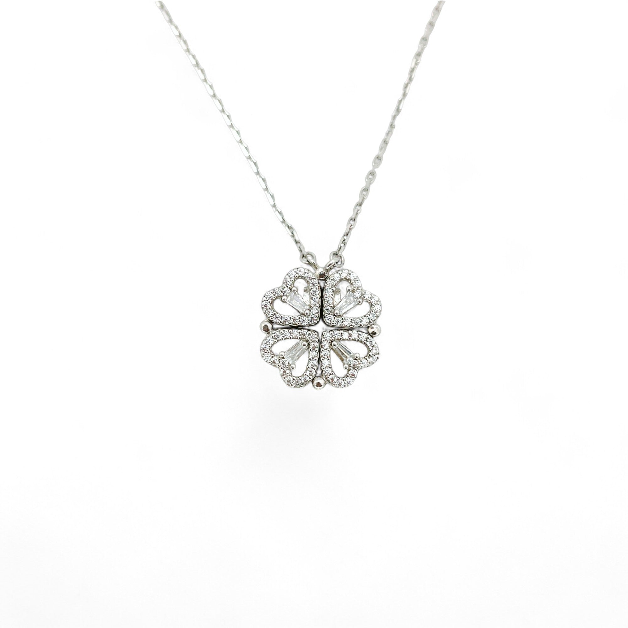 Sylvory 925 Sterling Silver Clover Magnet Necklace