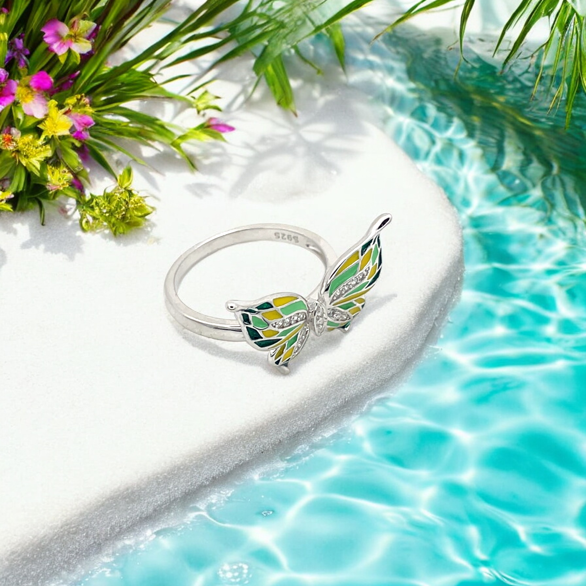 Sylvory 925 Sterling Silver Radiant Butterfly Ring