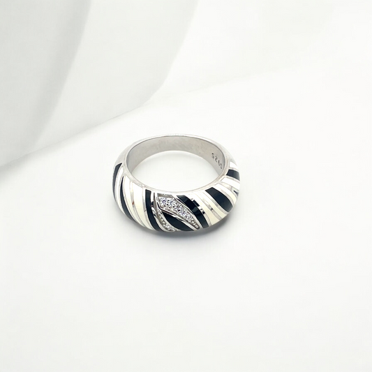 Sylvory 925 Sterling Silver Zebra Print Ring