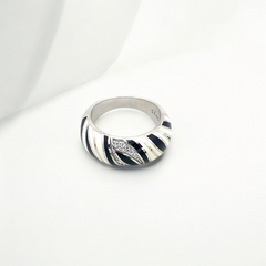 Sylvory 925 Sterling Silver Zebra Print Ring