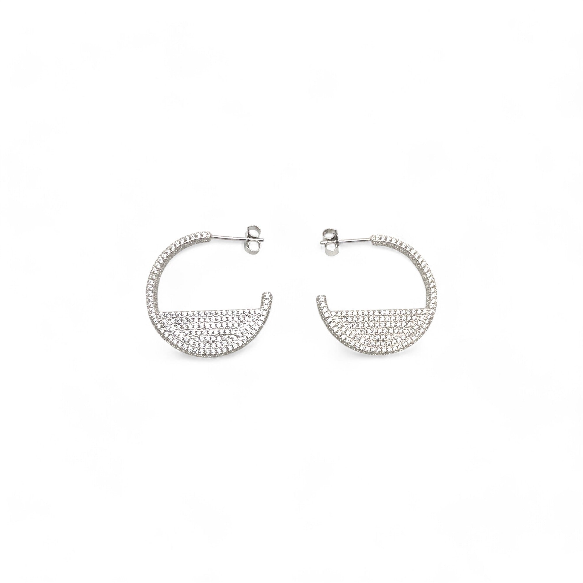 Sylvory 925 Sterling Silver Sparkling Crescent Earrings