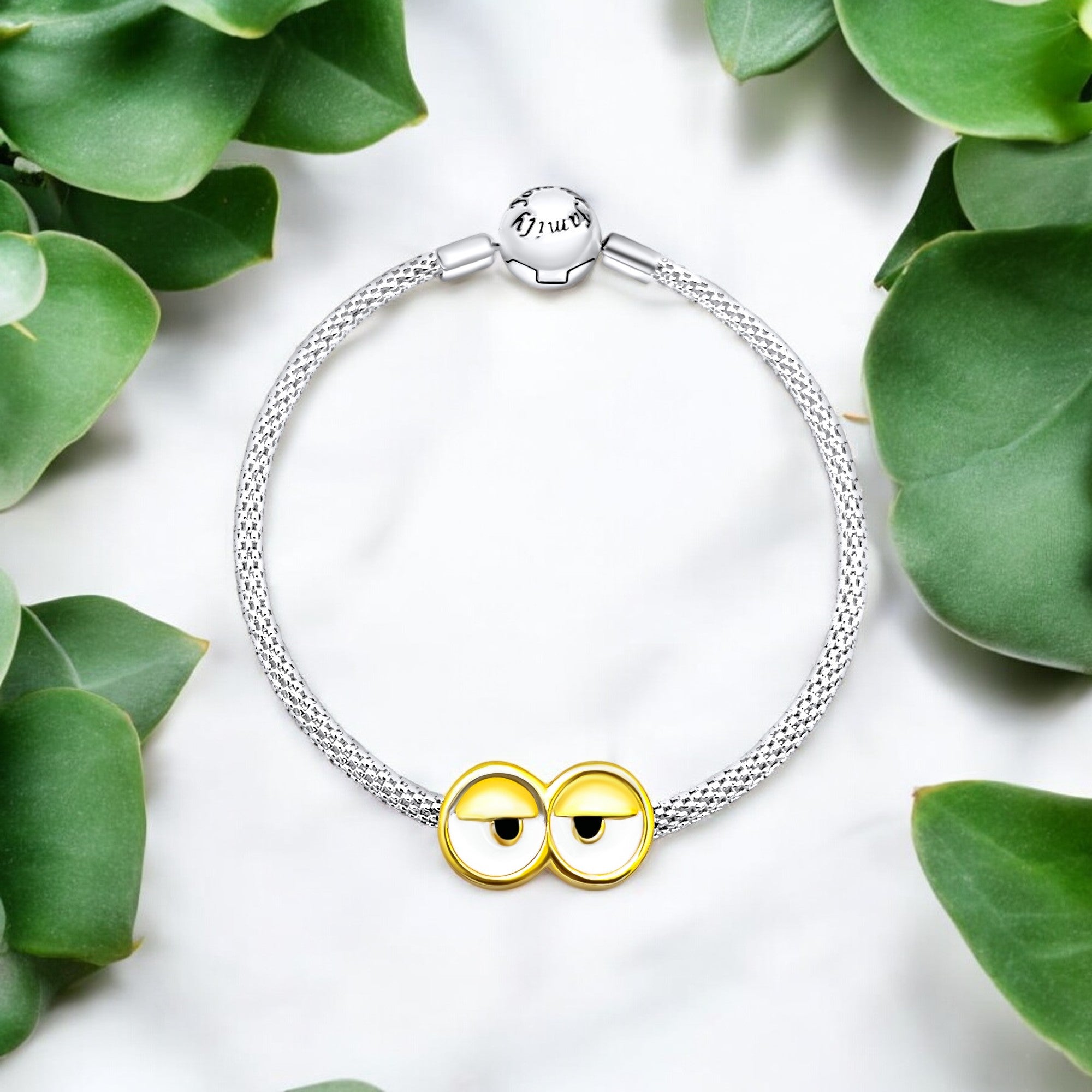 Sylvory 925 Sterling Silver Minion Eyes Charm