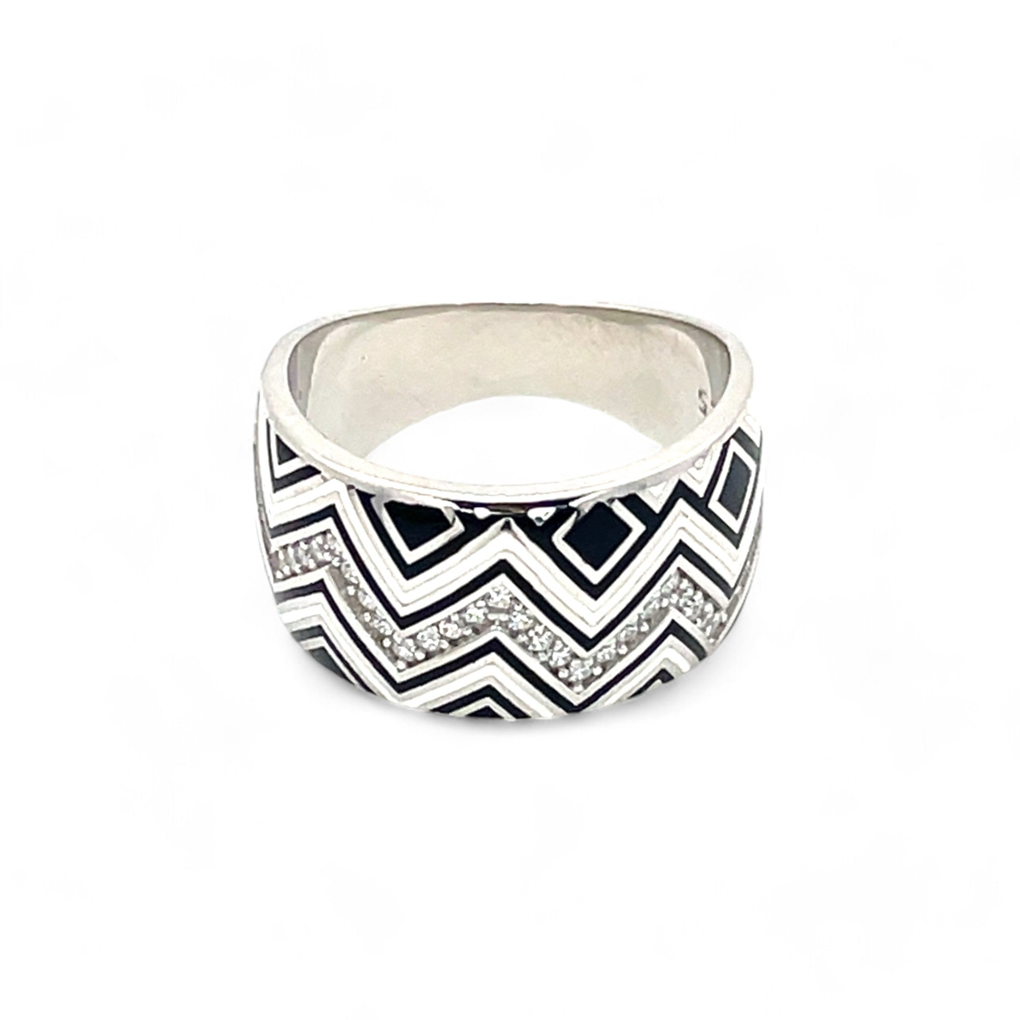 Sylvory 925 Sterling Silver Black & White Ring