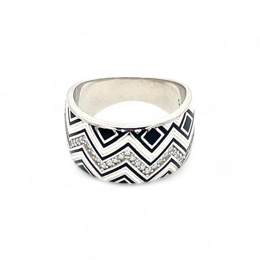 Sylvory 925 Sterling Silver Black & White Ring