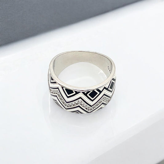 Sylvory 925 Sterling Silver Black & White Ring