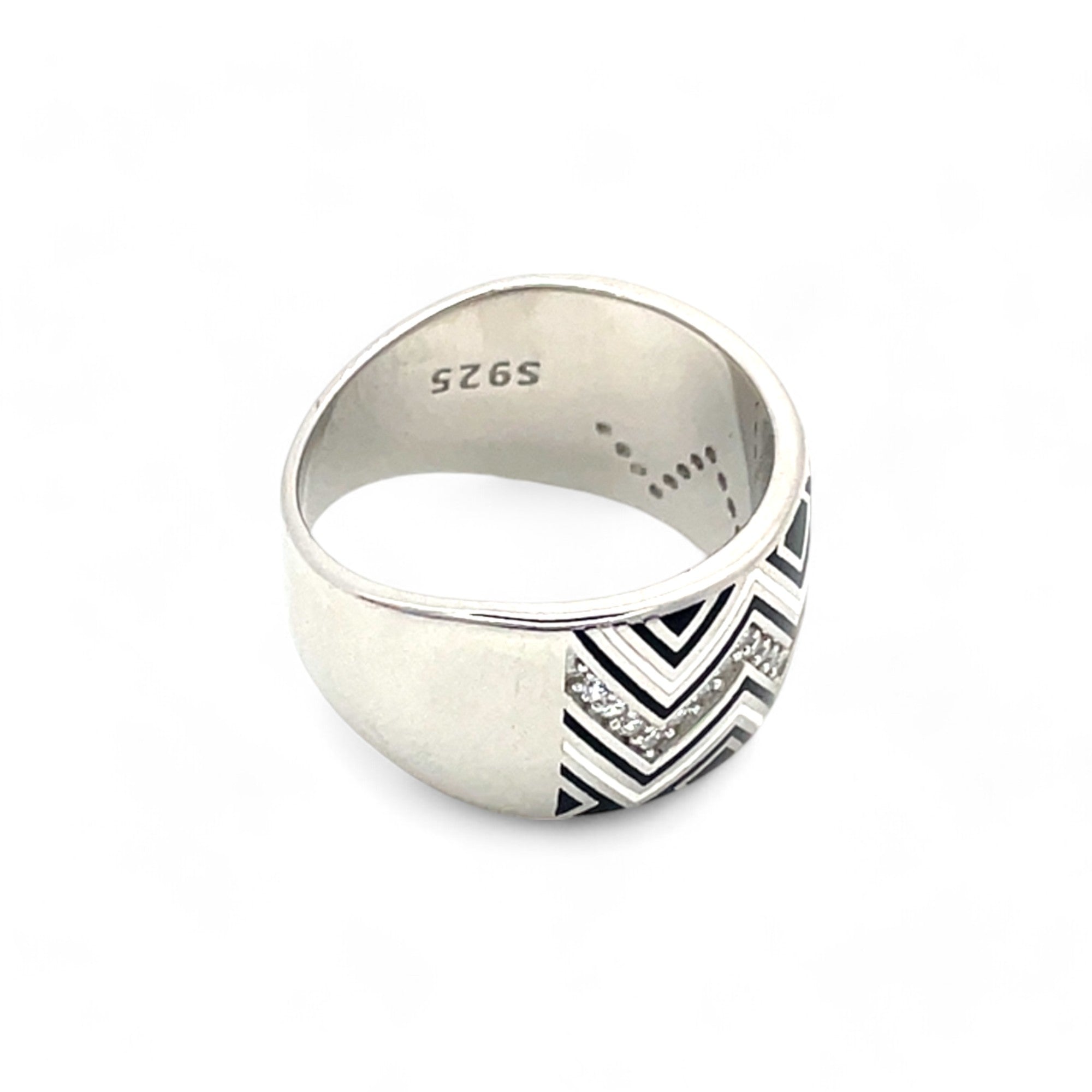 Sylvory 925 Sterling Silver Black & White Ring