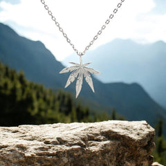 Sylvory 925 Sterling Silver Marijuana Leaf Necklace