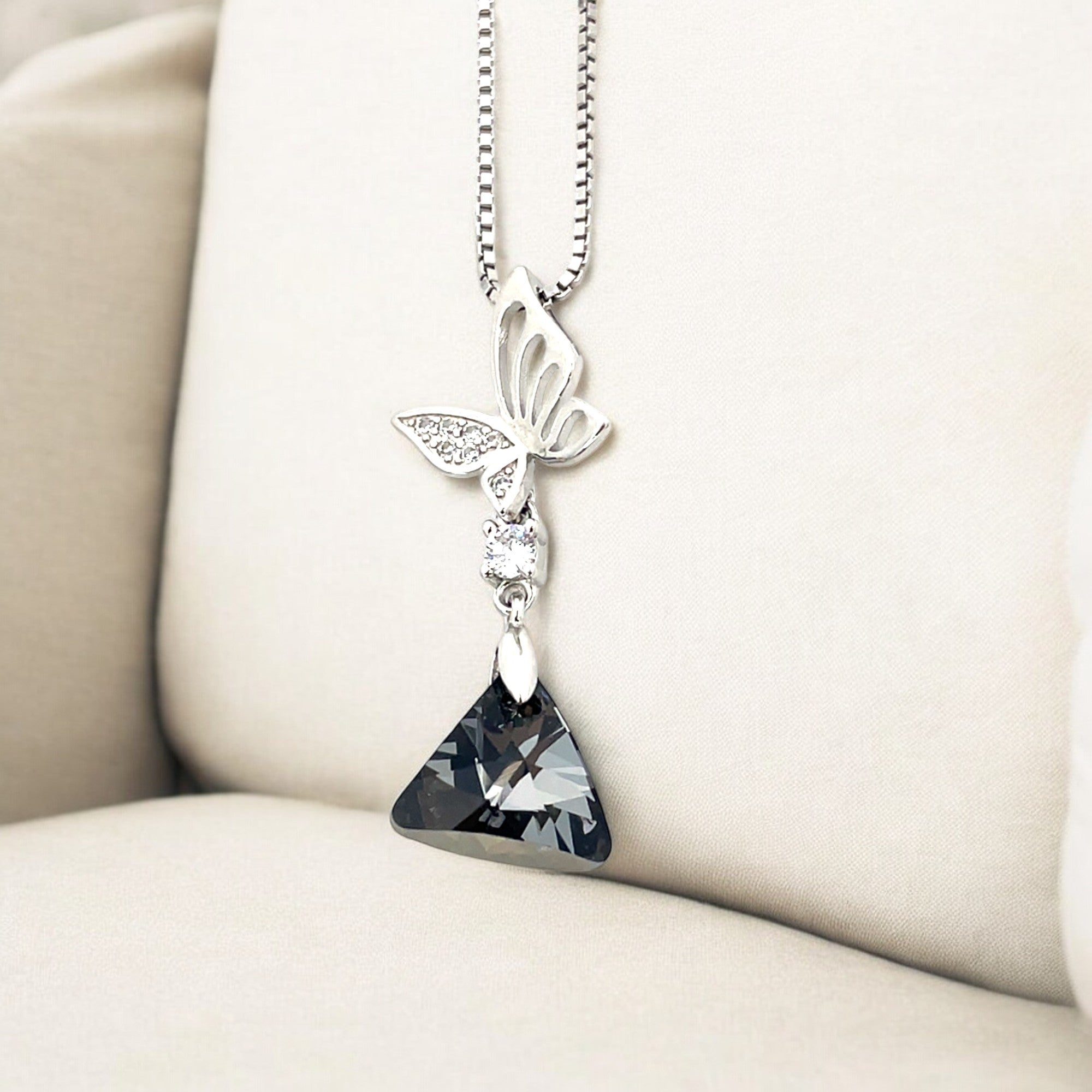 Sylvory 925 Sterling Silver Butterfly Dew Necklace