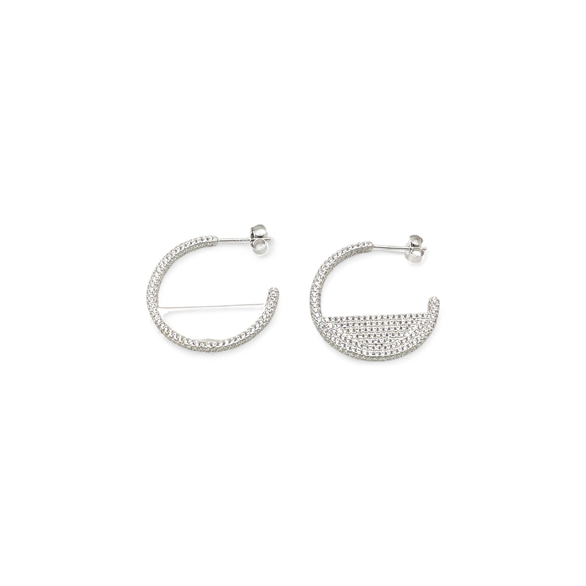 Sylvory 925 Sterling Silver Sparkling Crescent Earrings