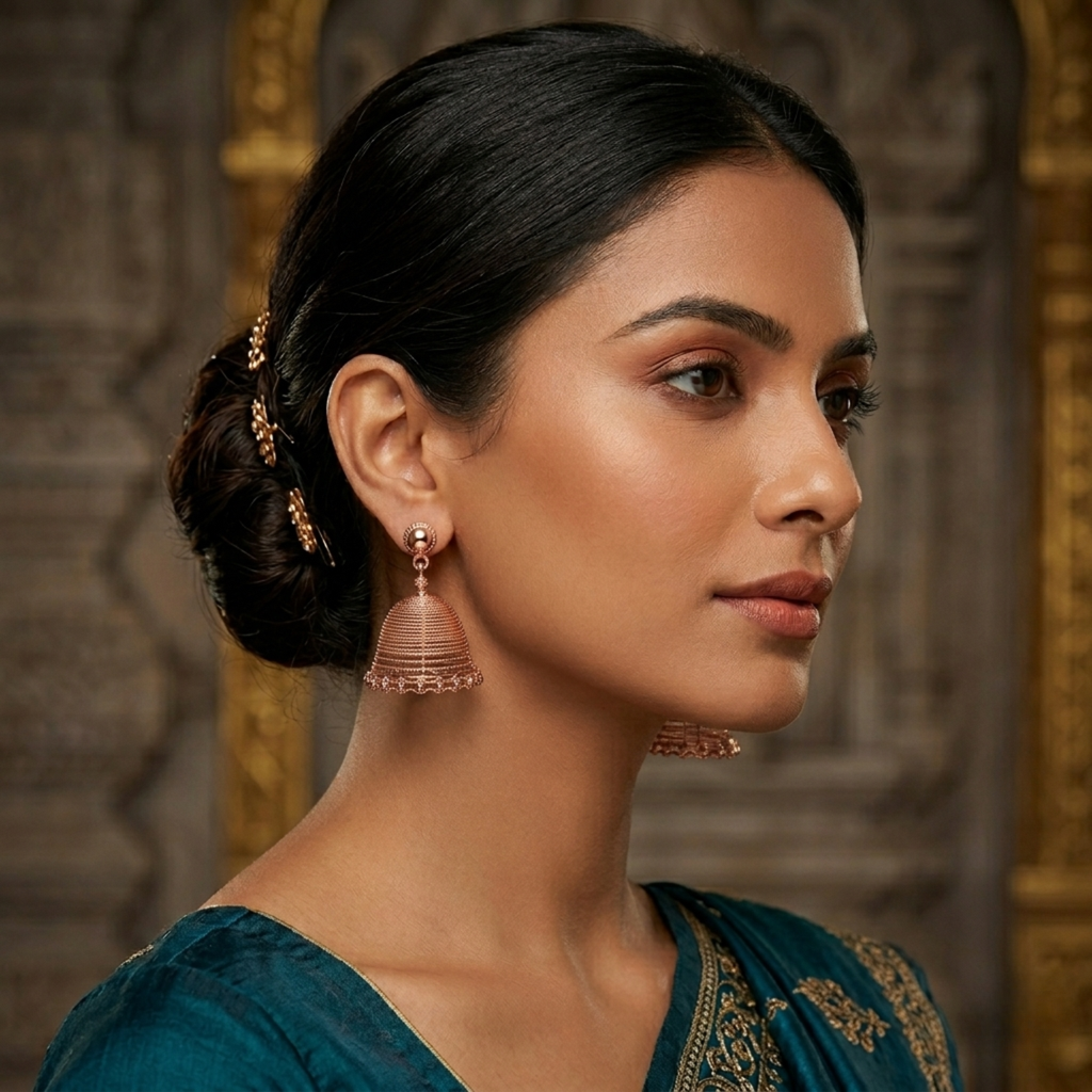 Silver Royal Courtyard Jhumka Earrings