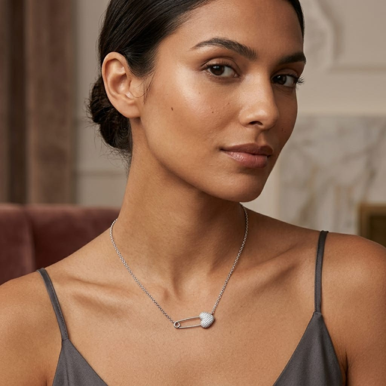 Silver HeartLock Pin necklace Secondary image
