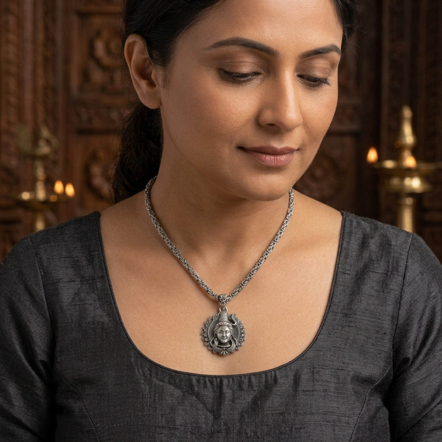Silver Lord Shiva with Om Pendant Secondary image