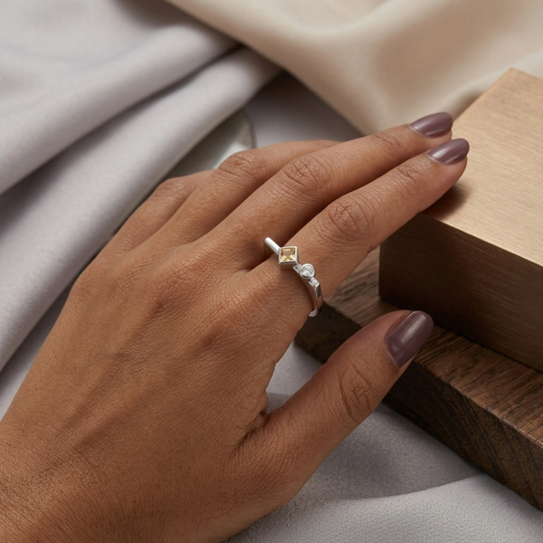 Silver Golden Glow Stackable Ring
