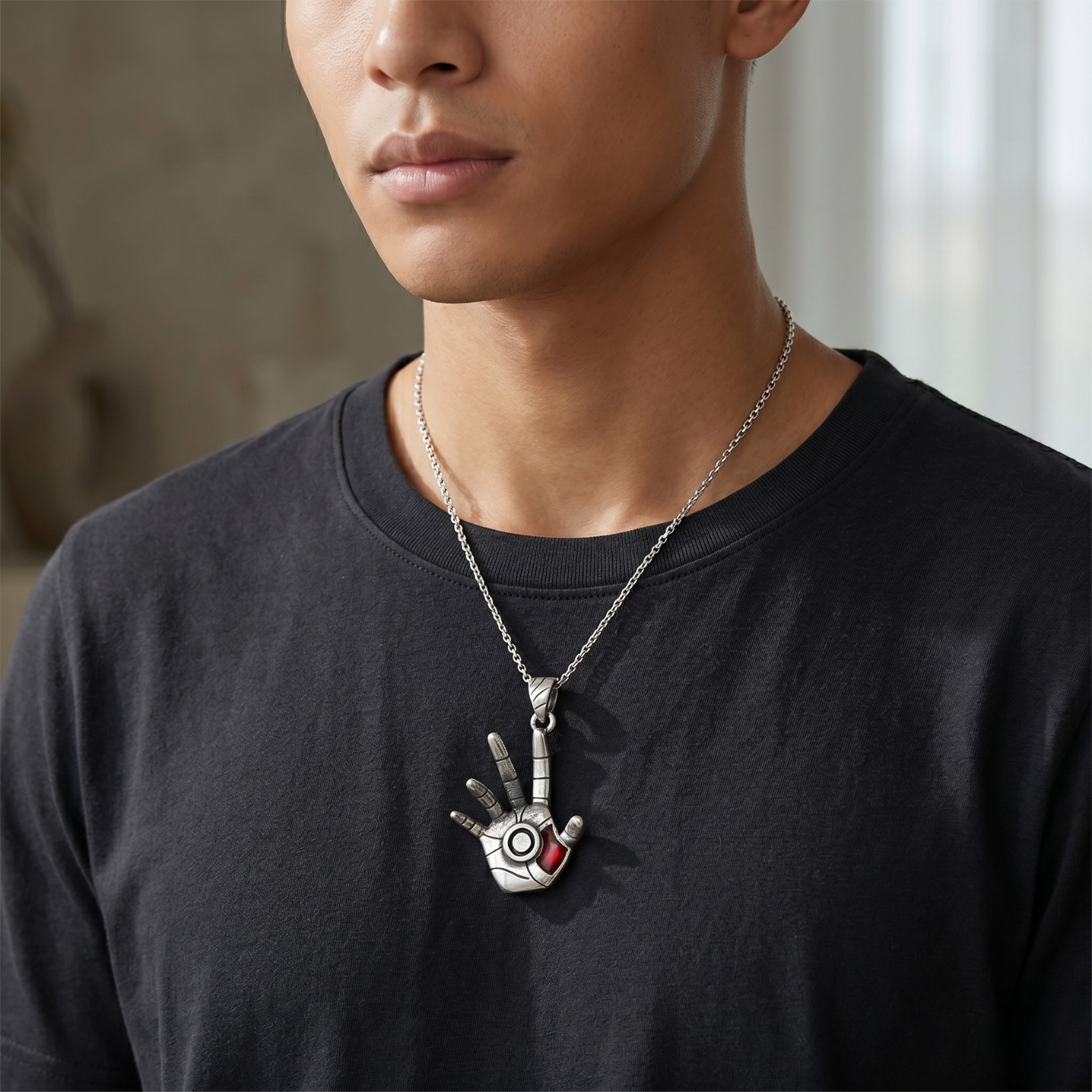 Silver Iron Man Hand Pendant Secondary image