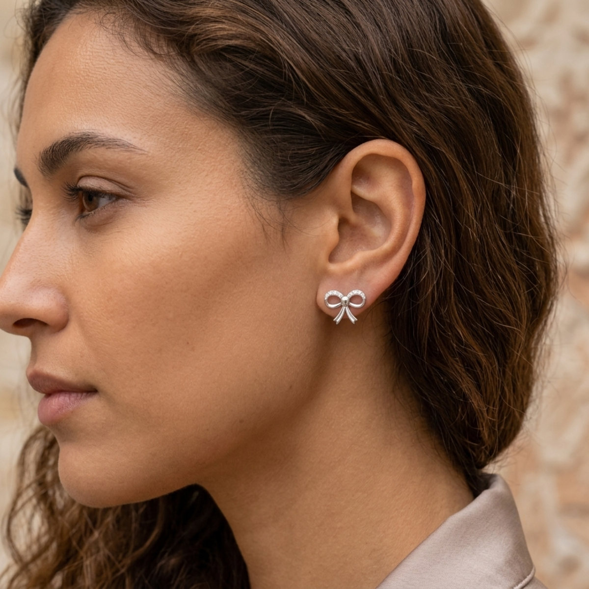 Silver Bow Elegance Stud Earrings
