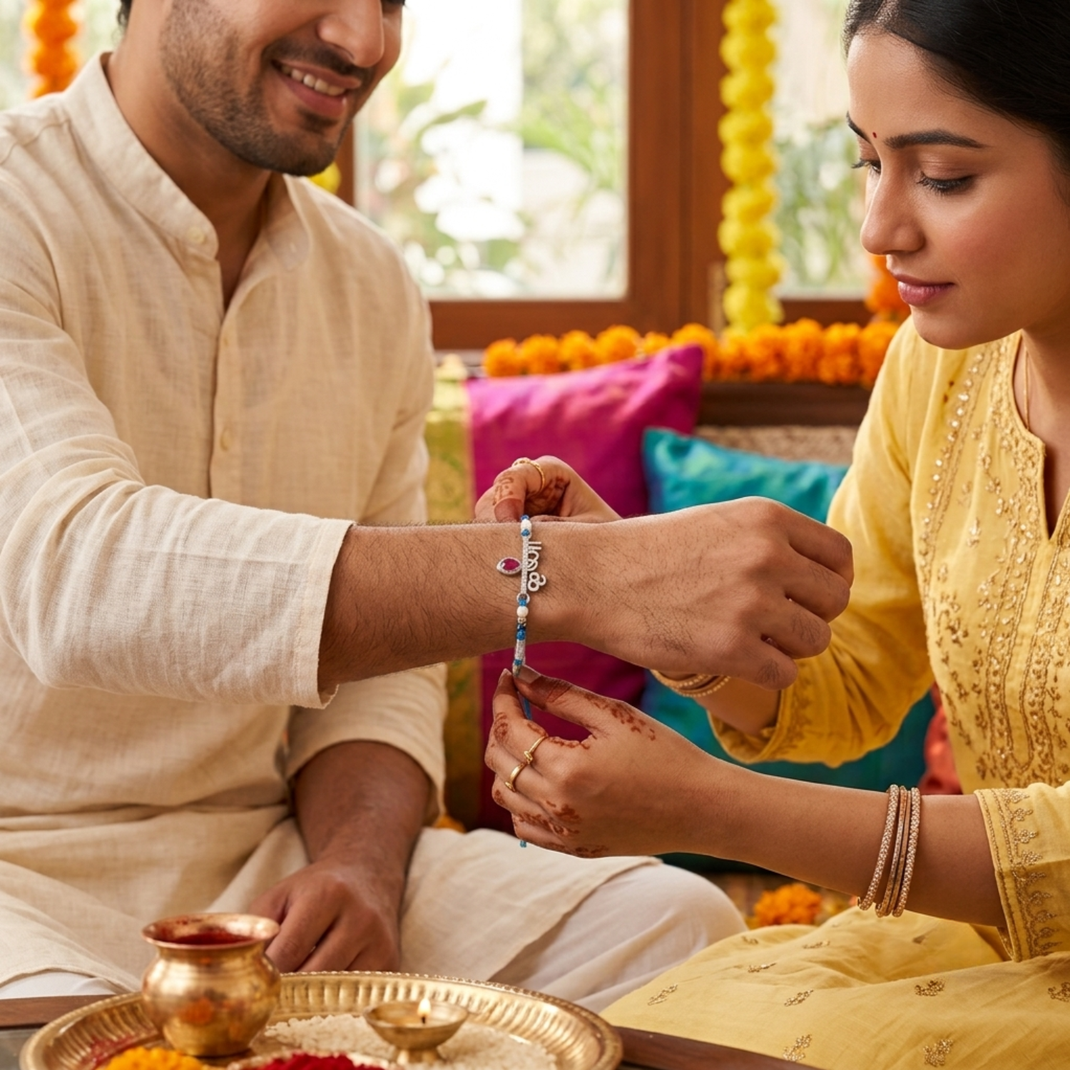 Silver Krishna Prem Rakhi