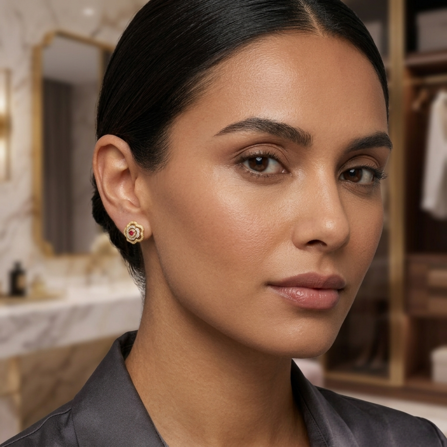 Silver Rosé Bloom Studs