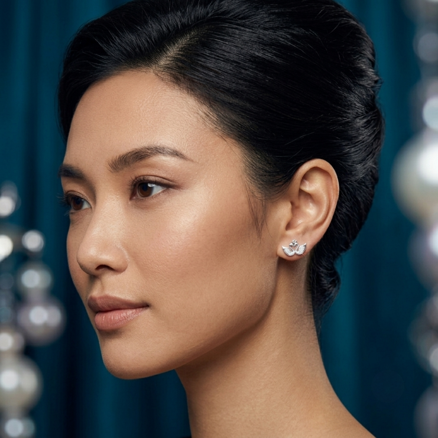 Silver Royal Swan Studs Secondary image