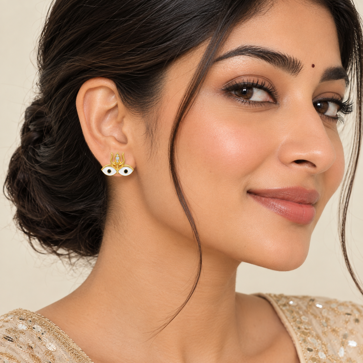 Silver Durga Drishti Studs Secondary image