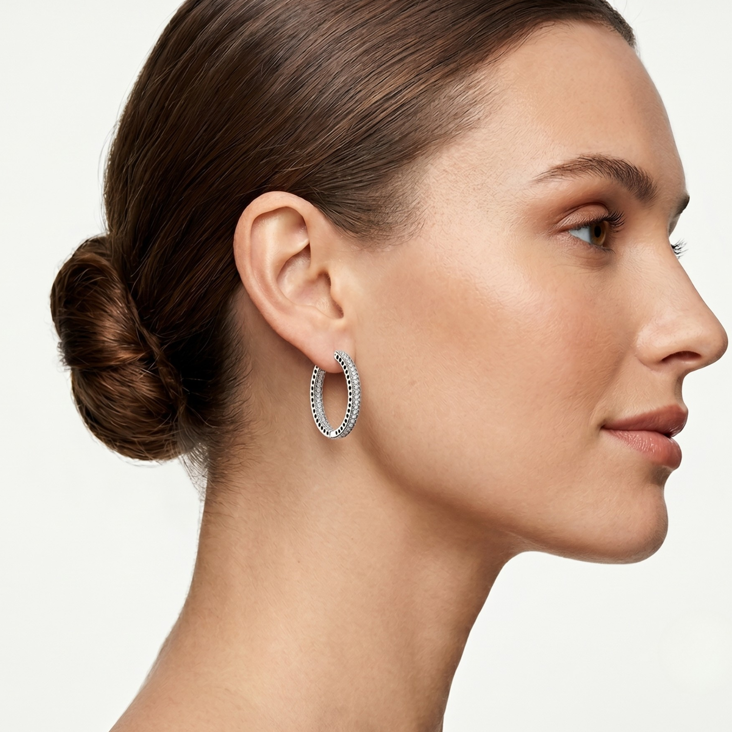 Silver Heartline Crystal Hoop Earrings Secondary image