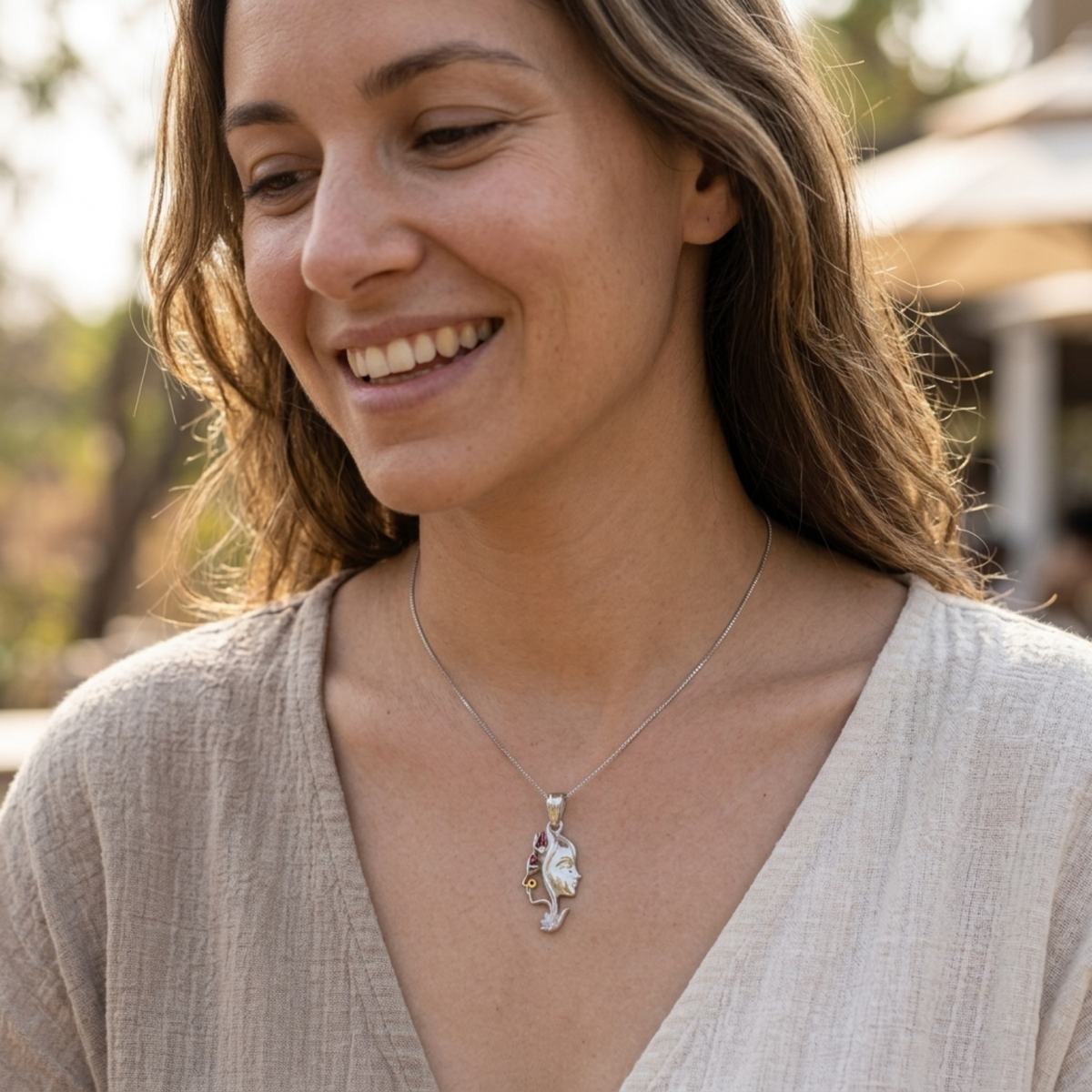 Silver Divine Grace Face Pendant