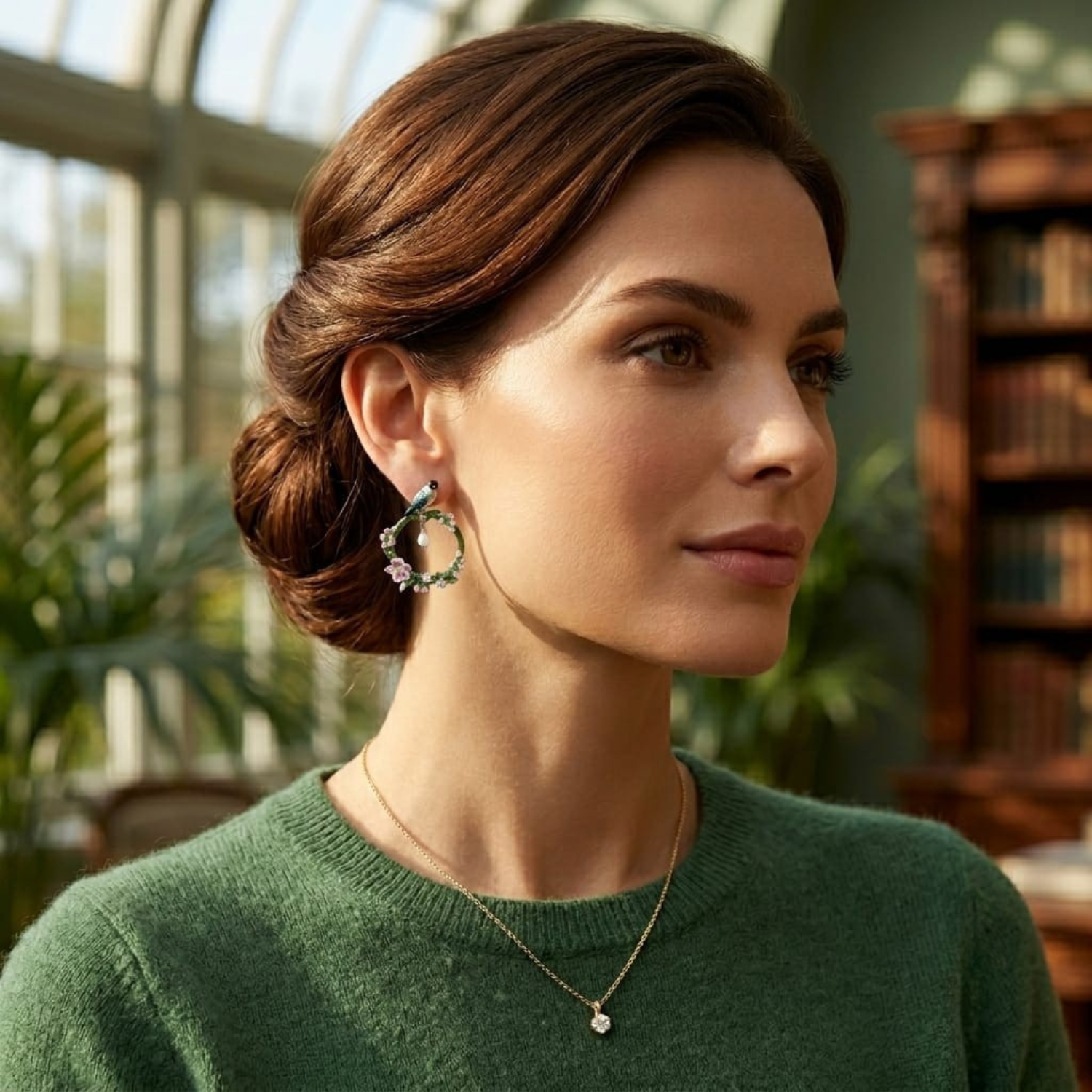 Silver Enamel Blossom Earrings