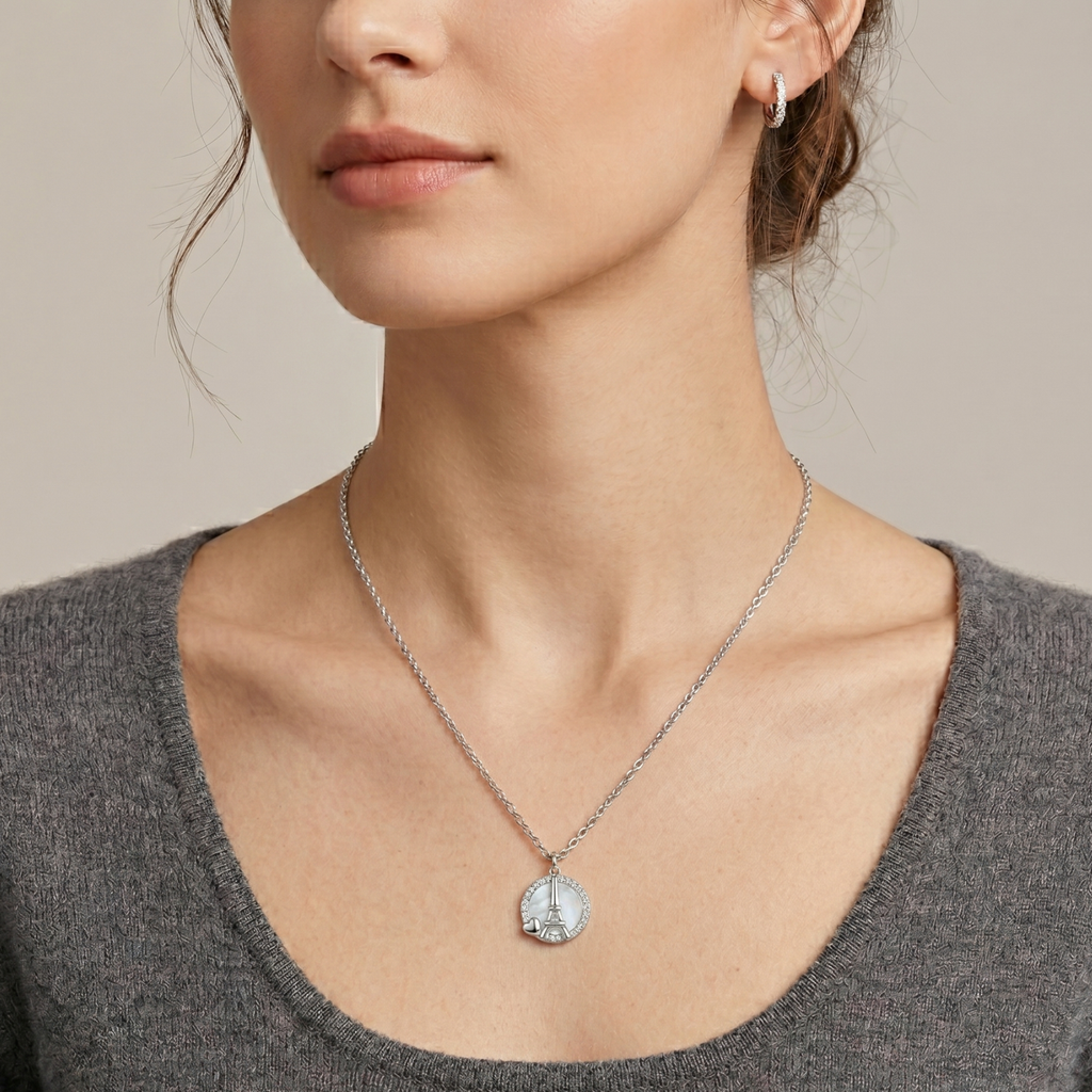 Silver Love in Paris Necklace