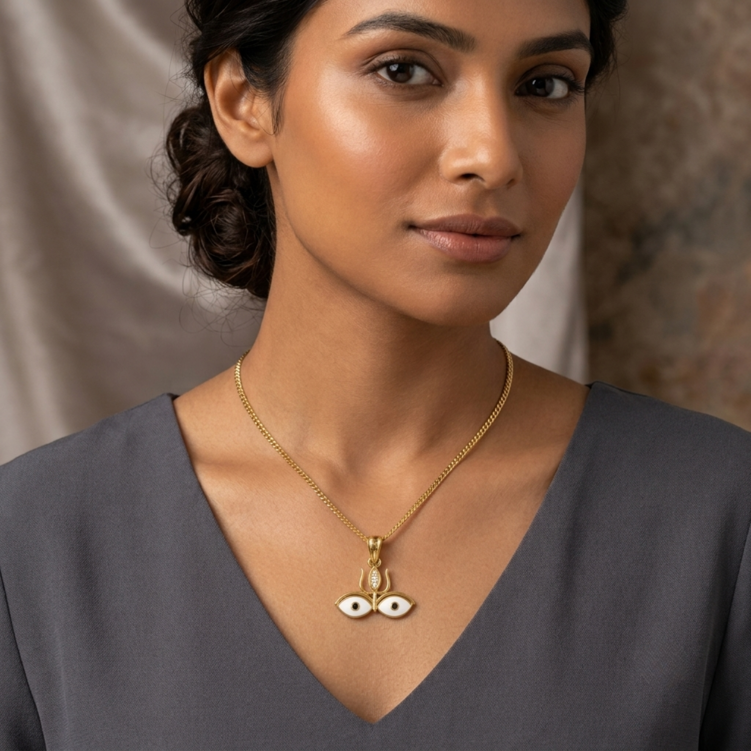 Silver Maa Durga Shakti Drishti Pendant Secondary image