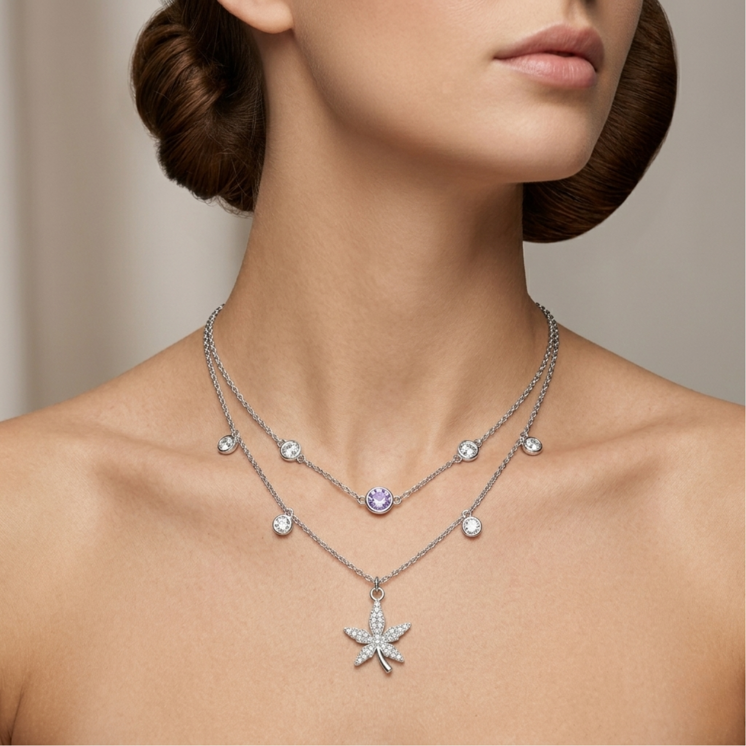 Silver Leaf Layered Necklace